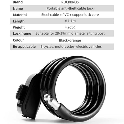 2452 Antirrobo de Bicicleta ROCKBROS RKS515 Enrollable en Acero