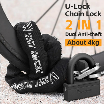 1348 Antifurto per bicicletta e moto in acciaio legato con catena a forma di U - Arancione