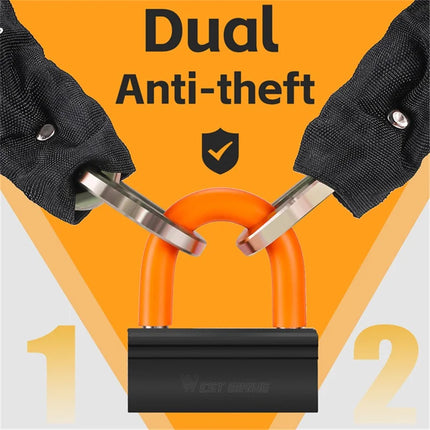 1348 Antifurto per bicicletta e moto in acciaio legato con catena a forma di U - Arancione