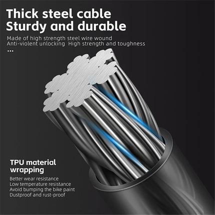 1029Antivol de Vélo  1,2m - Câble Acier Antivol