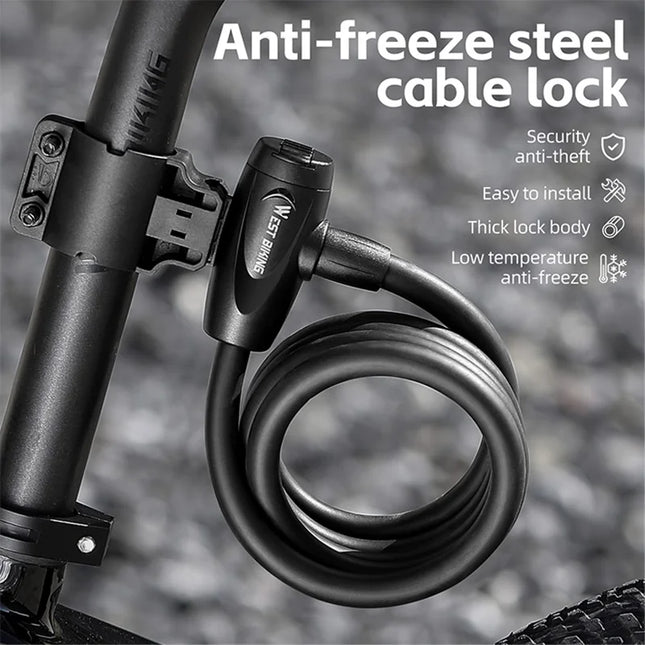 993 Bike Lock 1.5m - Frostproof Steel Cable Retractable