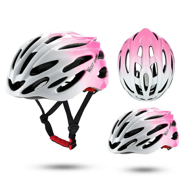 482 Gradient cycling helmet with shock-absorbing lining - Pink+White