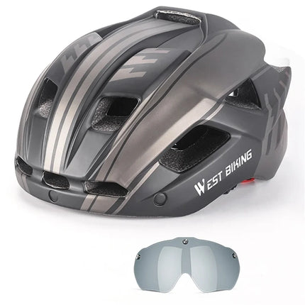 857Casco da bici con occhiali magnetici integrati - Grigio Titanio