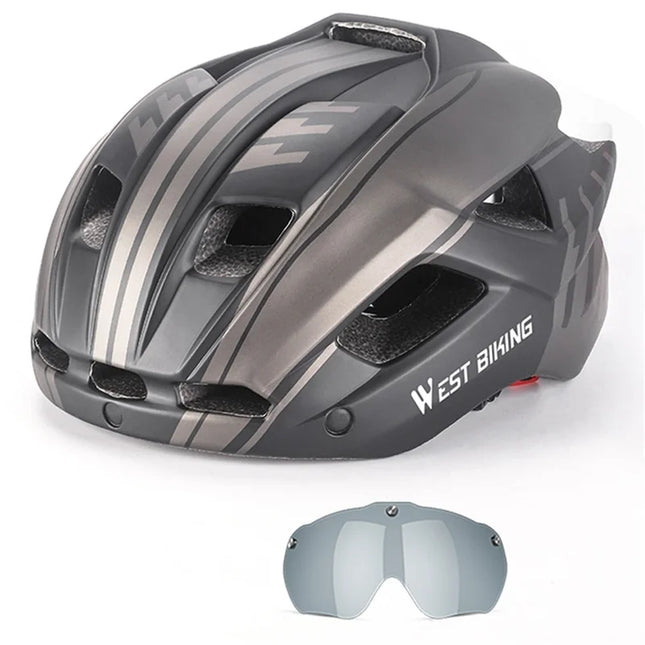 857Casco da bici con occhiali magnetici integrati - Grigio Titanio