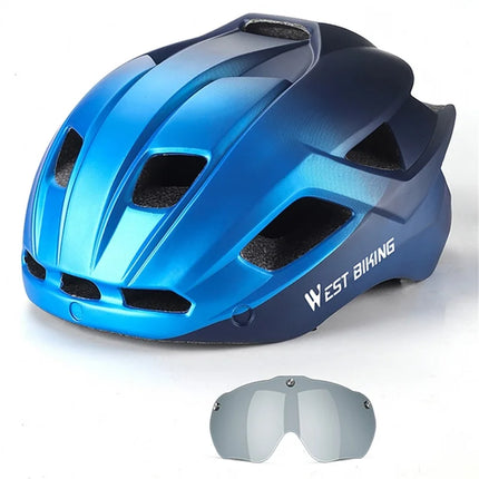 902 Casco da bici con occhiali magnetici integrati leggero - Blu