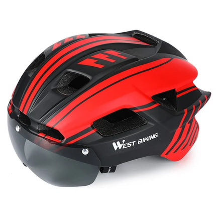 922 Casco da bici con occhiali magnetici integrati leggero - Rosso