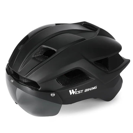 507Casque de vélo avec lunettes magnétiques intégrées léger - Noir