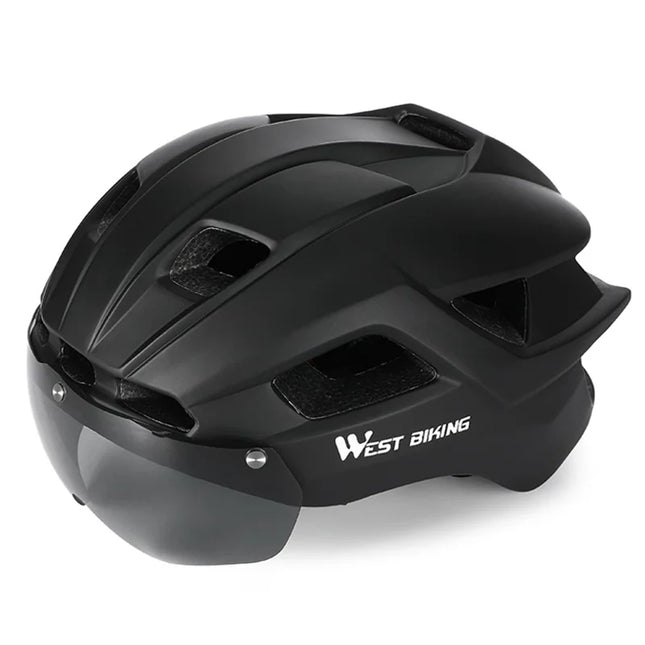 507Casque de vélo avec lunettes magnétiques intégrées léger - Noir