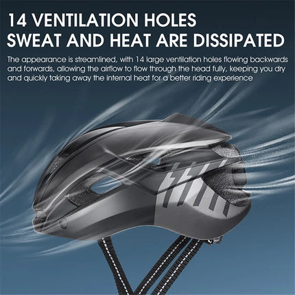 507Casque de vélo avec lunettes magnétiques intégrées léger - Noir