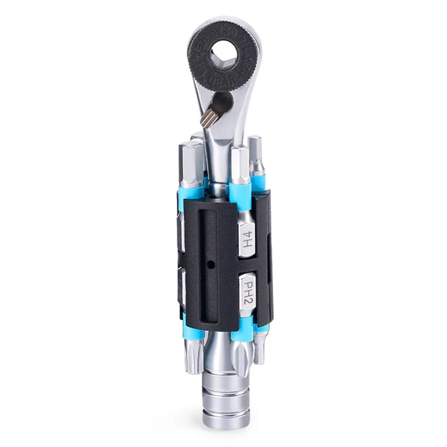 Clé à cliquet portable avec 8 embouts pour réparation de vélo