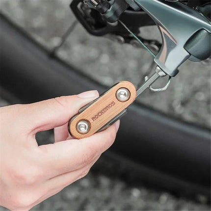 1522Kit de herramientas para bicicleta 8 en 1 ROCKBROS - Acero y Madera - Multifuncional
