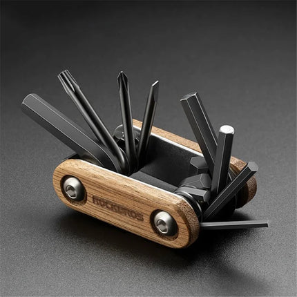 1522Kit de herramientas para bicicleta 8 en 1 ROCKBROS - Acero y Madera - Multifuncional