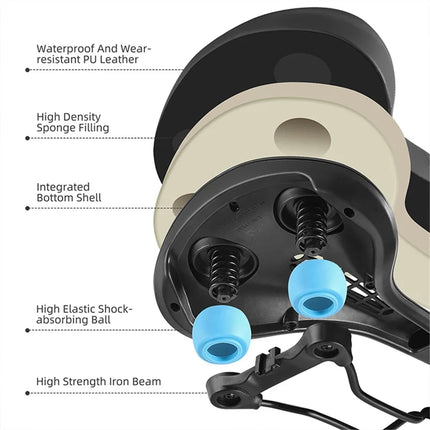 1088Selle de vélo en cuir + éponge, siège de vélo creux et respirant - Standard