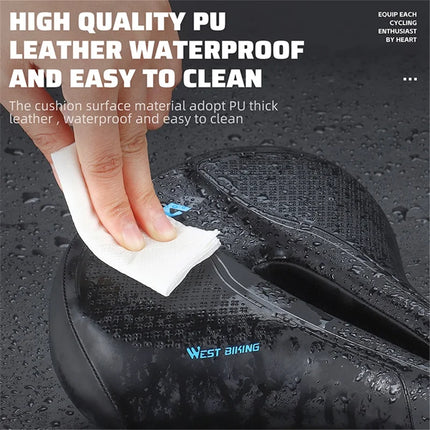 605Sella per bicicletta in pelle + spugna, sedile per bicicletta cavo e traspirante - Allargato