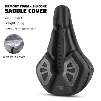 565Housse de selle de vélo, mousse à mémoire de forme + silicone - Noir