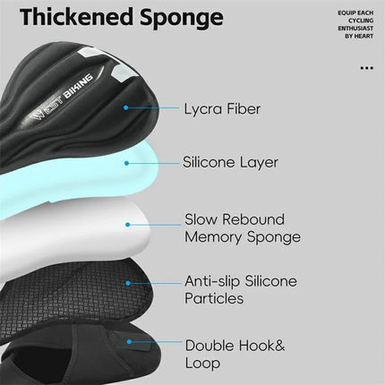 1841 Wide and thick shock-absorbing bicycle seat cover, 25.5 x 26.5