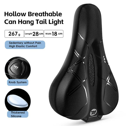 888Housse de siège de vélo silicone avec bouton de réglage - Noir rayé