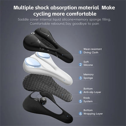 888Housse de siège de vélo silicone avec bouton de réglage - Noir rayé