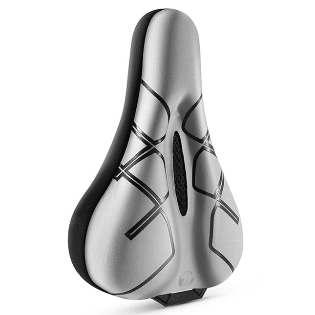 1696Housse de siège de vélo silicone avec bouton de réglage - Gris rayé