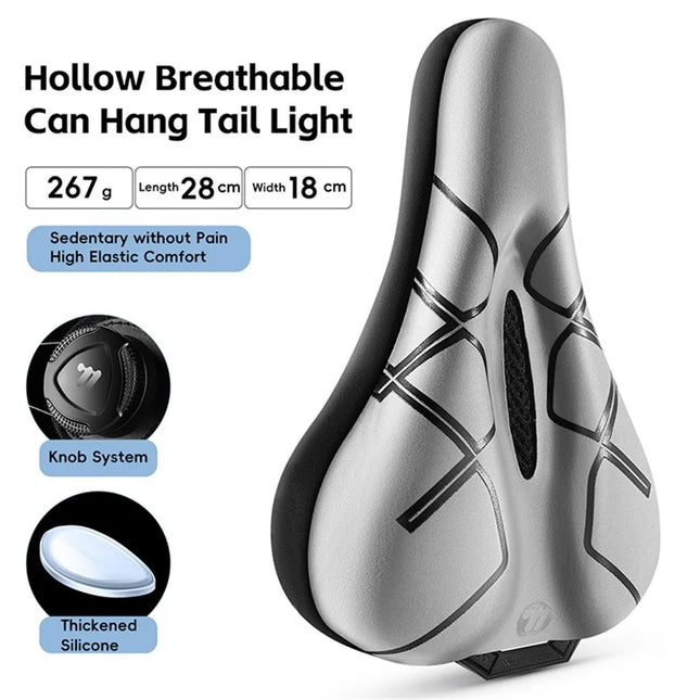 1696Housse de siège de vélo silicone avec bouton de réglage - Gris rayé