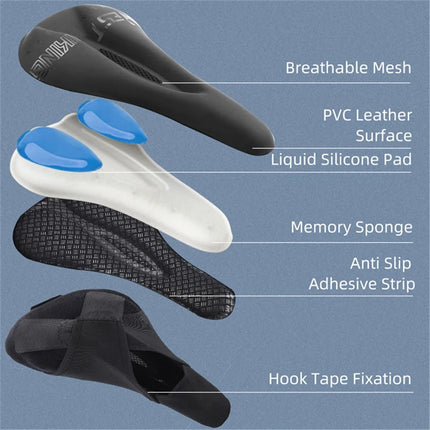 1679Sillín de bicicleta de ciclismo grueso de silicona con absorción de impactos