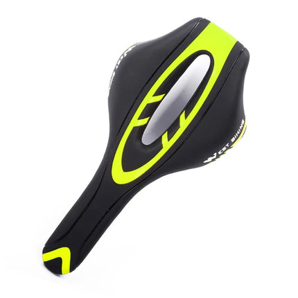 1790Sillín de bicicleta de cuero PU, transpirable, amortiguador y anti-impactos - Negro Amarillo