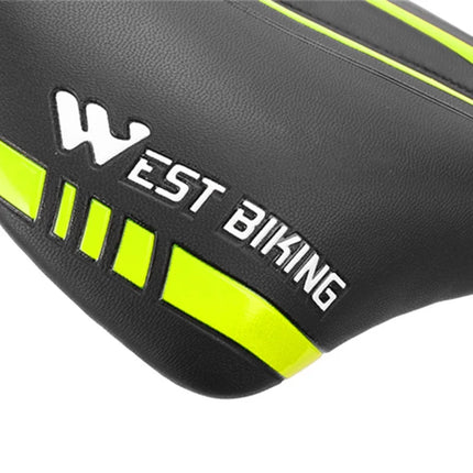 1790Sillín de bicicleta de cuero PU, transpirable, amortiguador y anti-impactos - Negro Amarillo