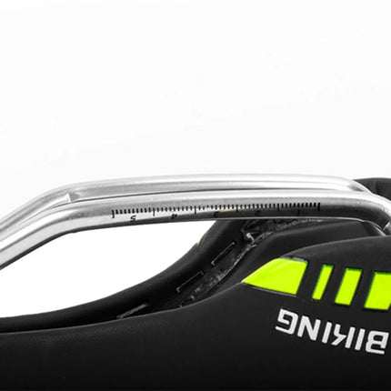 1790Sillín de bicicleta de cuero PU, transpirable, amortiguador y anti-impactos - Negro Amarillo