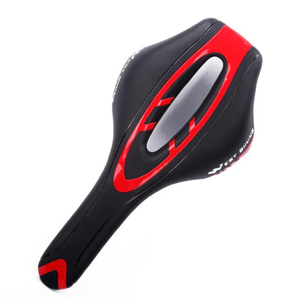 557Selle de vélo en cuir PU respirante avec amortissement - Rouge