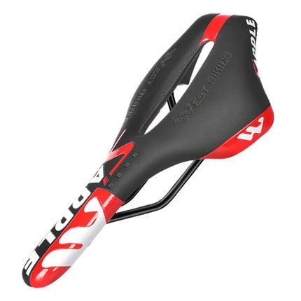 489 Breathable PU Leather Bike Saddle with Cushioning - Red