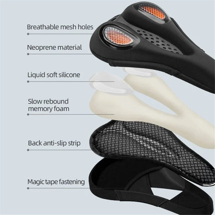 433Housse de selle de vélo épais en silicone à absorption des chocs respirant