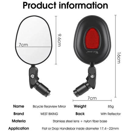908 Bicycle Rearview Mirror Wide Angle 360° Handlebar Rotation