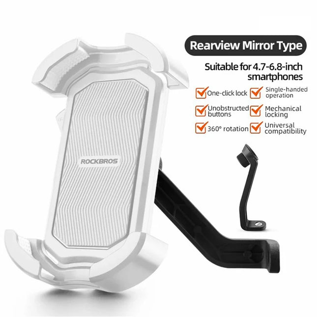 1042Support de téléphone portable pour vélo et moto, antichoc - Rétroviseur