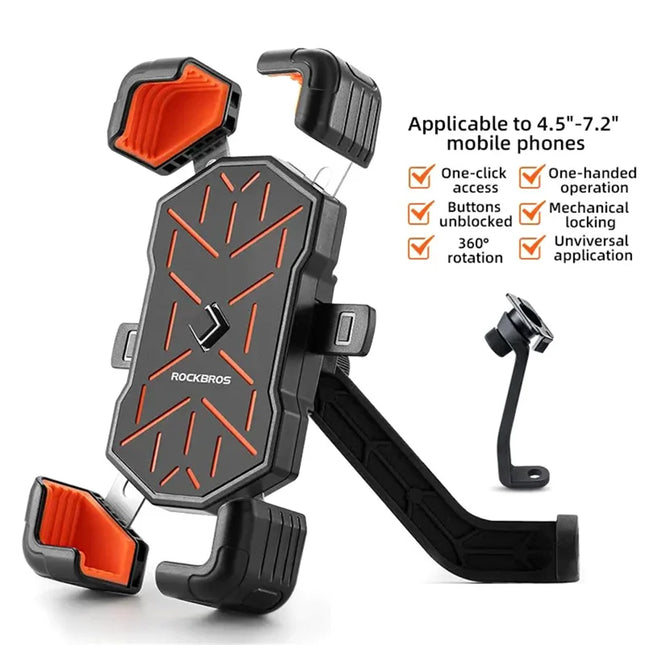 2334Rockbros Support vélo pour téléphone de 4,5 à 7,2 pouces