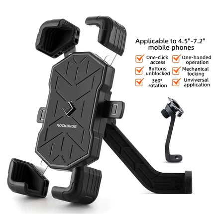 2432Rockbros Support vélo pour téléphone de 4,5 à 7,2 pouces
