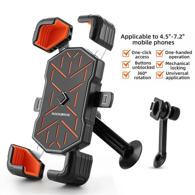2281Rockbros Support vélo pour téléphone de 4,5 à 7,2 pouces