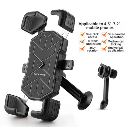 2410Rockbros Support vélo pour téléphone de 4,5 à 7,2 pouces