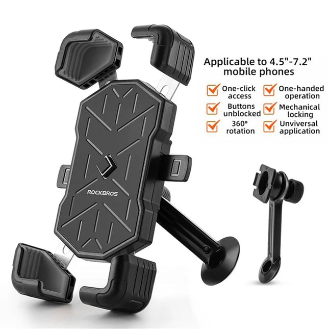 2410Rockbros Support vélo pour téléphone de 4,5 à 7,2 pouces