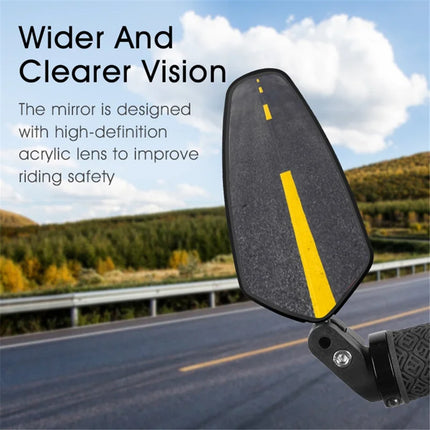 1251 Espejo retrovisor de manillar de bicicleta de montaña corto, giratorio 360 grados