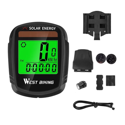 1189Compteur de vélo solaire sans fil, réveil automatique écran LCD rétroéclairé