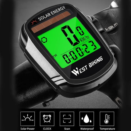 1189Compteur de vélo solaire sans fil, réveil automatique écran LCD rétroéclairé