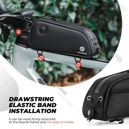 723Borsa da telaio per bicicletta 1,3 L, nera, con logo riflettente