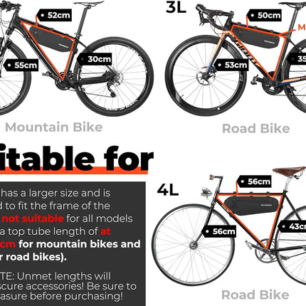 964Borsa da telaio per bicicletta impermeabile 4L