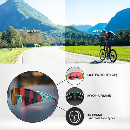 1739Gafas de ciclismo polarizadas HD, montura TR90