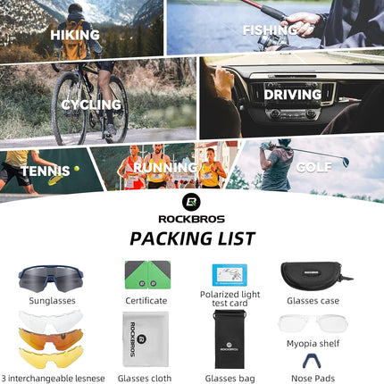 588 Occhiali da Sole Polarizzati con 4 Lenti Intercambiabili