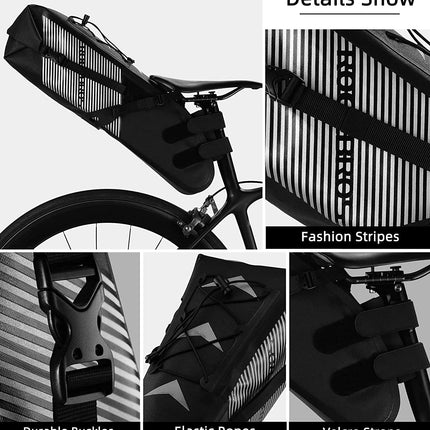 930Borsa da sella impermeabile 10 L, nera e grigia.