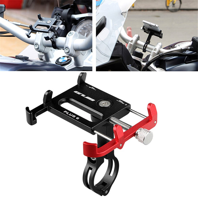 132Support téléphone guidon vélo aluminium, pince 55-100 mm universel, noir/rouge