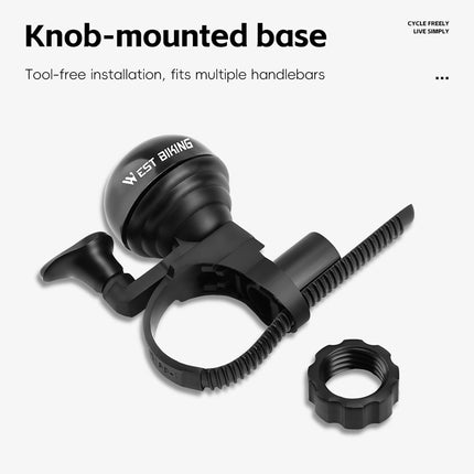 Dviračio skambutis WEST BIKING su nykščiu – lengvas, nešiojamas ir aiškus garsas