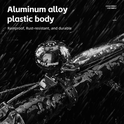 Dviračio skambutis WEST BIKING su nykščiu – lengvas, nešiojamas ir aiškus garsas