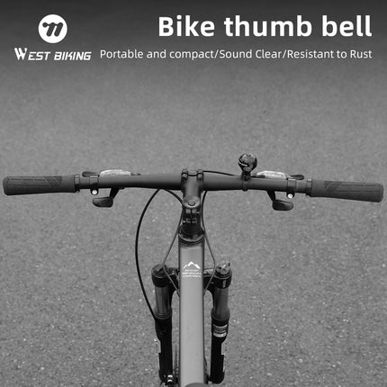 Dviračio skambutis WEST BIKING su nykščiu – lengvas, nešiojamas ir aiškus garsas
